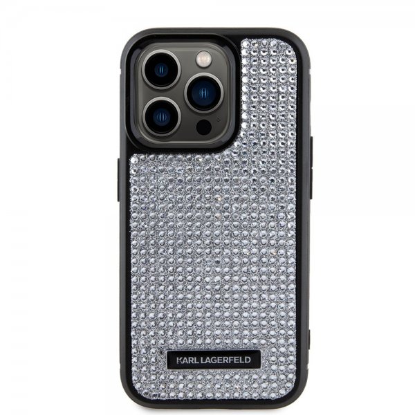Karl Lagerfeld iPhone 15 Pro Deksel Rhinestone Sølv