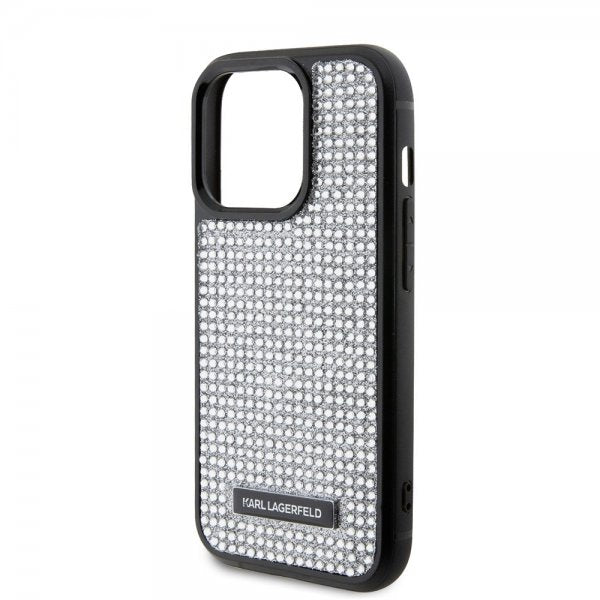Karl Lagerfeld iPhone 15 Pro Deksel Rhinestone Sølv