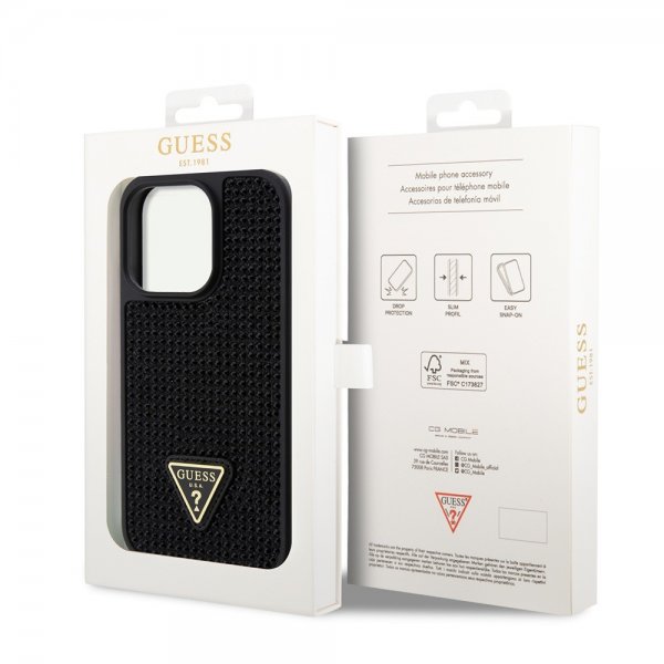 Guess iPhone 15 Pro Deksel Rhinestone Svart