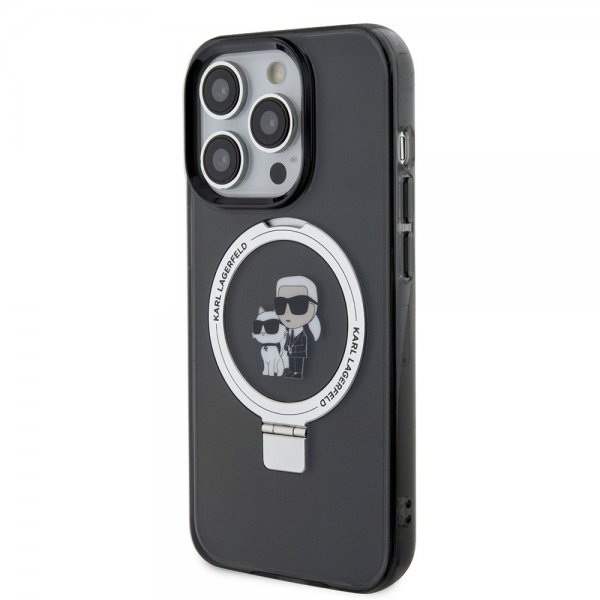 Karl Lagerfeld iPhone 15 Pro Deksel Ring Stand MagSafe Svart
