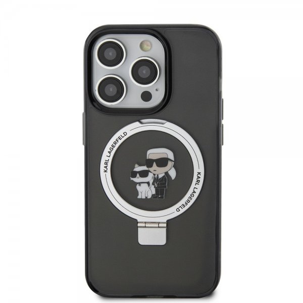 Karl Lagerfeld iPhone 15 Pro Deksel Ring Stand MagSafe Svart