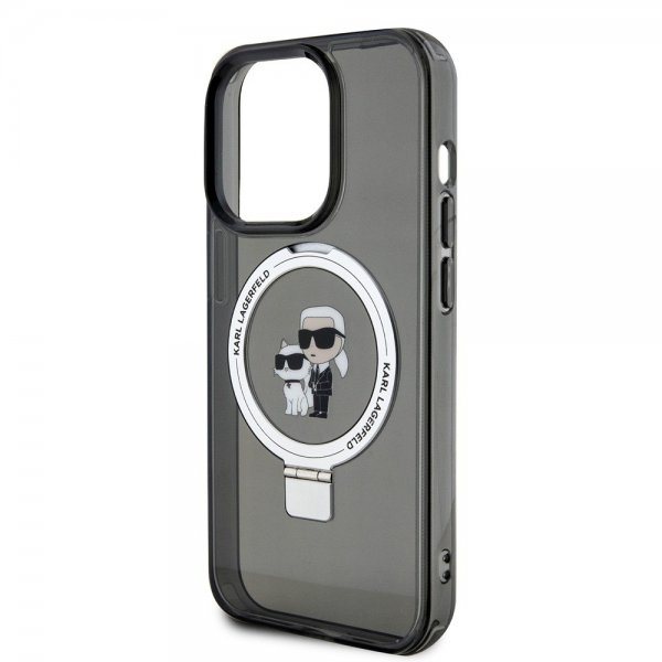 Karl Lagerfeld iPhone 15 Pro Deksel Ring Stand MagSafe Svart
