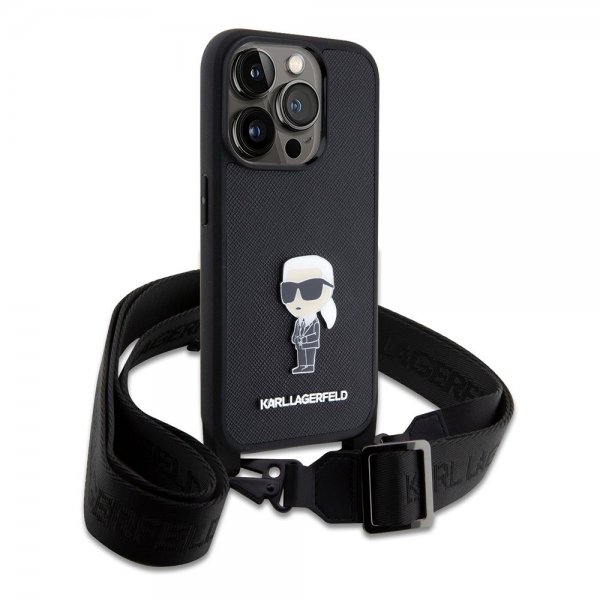 Karl Lagerfeld iPhone 15 Pro Deksel Saffiano Crossbody Svart