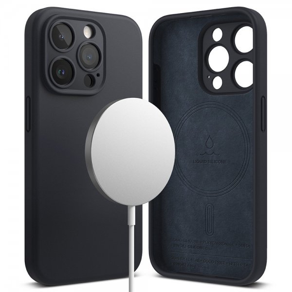 Ringke iPhone 15 Pro Deksel Silicone Magnetic Deep Blue