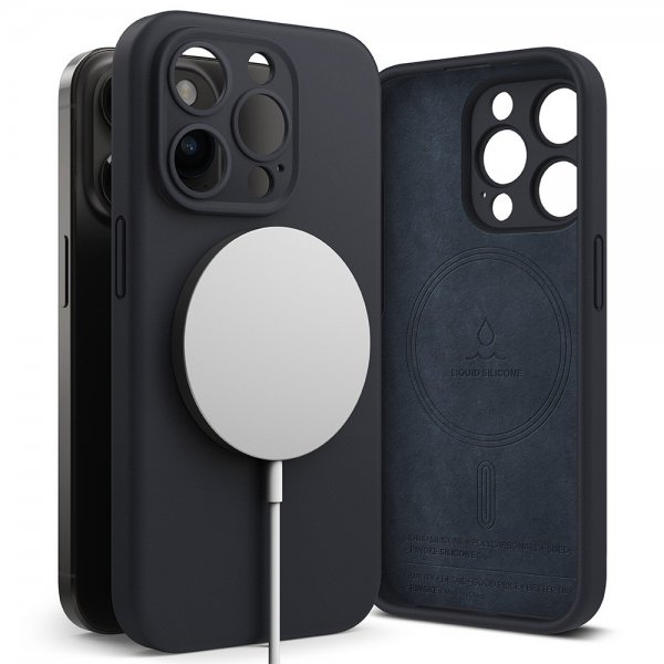 Ringke iPhone 15 Pro Deksel Silicone Magnetic Deep Blue