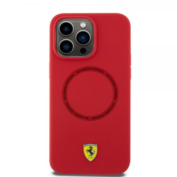 Ferrari iPhone 15 Pro Deksel Silicone MagSafe Rød