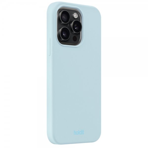 holdit iPhone 15 Pro Deksel Silikon Mineral Blue