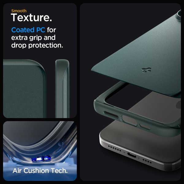 Spigen iPhone 15 Pro Deksel Thin Fit Abyss Green