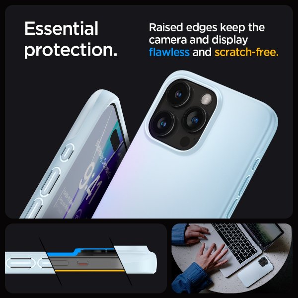 Spigen iPhone 15 Pro Deksel Thin Fit Mute Blue