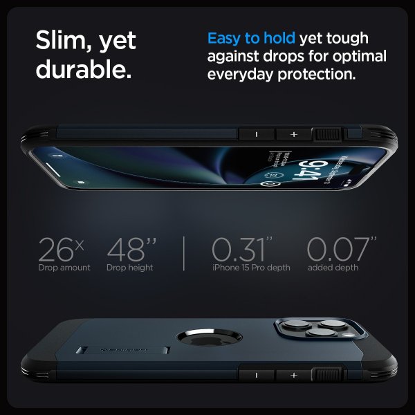 Spigen iPhone 15 Pro Deksel Tough Armor MagFit Metal Slate