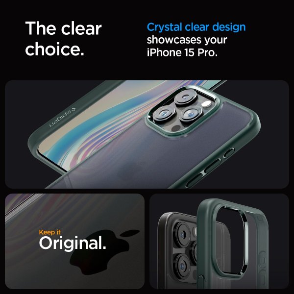 Spigen iPhone 15 Pro Deksel Ultra Hybrid Frost Green