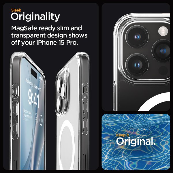 Spigen iPhone 15 Pro Deksel Ultra Hybrid MagFit Hvit