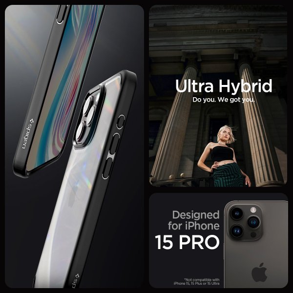 Spigen iPhone 15 Pro Deksel Ultra Hybrid Matte Matte Black