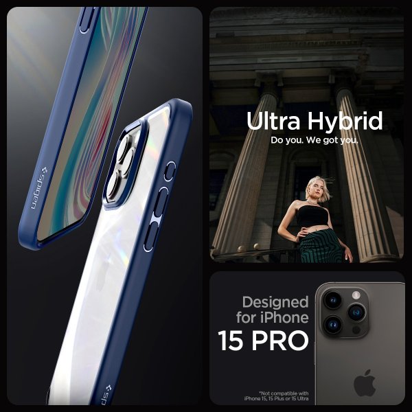 Spigen iPhone 15 Pro Deksel Ultra Hybrid Navy Blue