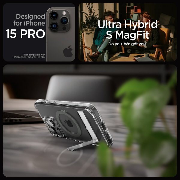 Spigen iPhone 15 Pro Deksel Ultra Hybrid S MagFit Graphite