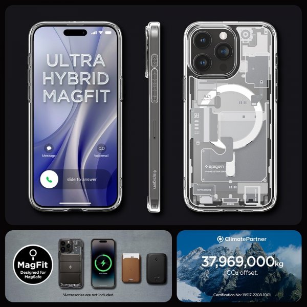 Spigen iPhone 15 Pro Deksel Ultra Hybrid Zero One MagFit Hvit
