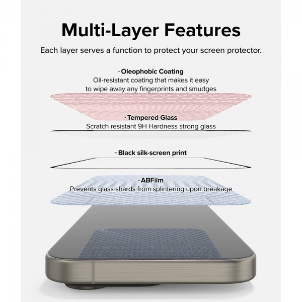Ringke iPhone 15 Pro Skjermbeskytter Easy Slide 2-pakning