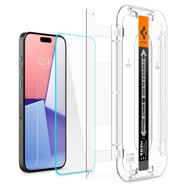 Spigen iPhone 15 Pro Skjermbeskytter GLAS.tR EZ Fit 2-pakning