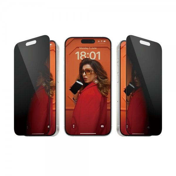 PanzerGlass iPhone 15 Pro Skjermbeskytter Ultra-Wide Fit Privacy EasyAligner