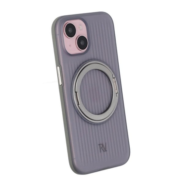 Rvelon iPhone 15 Deksel Roterbart Stativ Grå