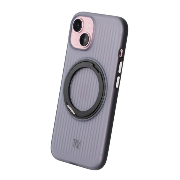 Rvelon iPhone 15 Deksel Roterbart Stativ Svart