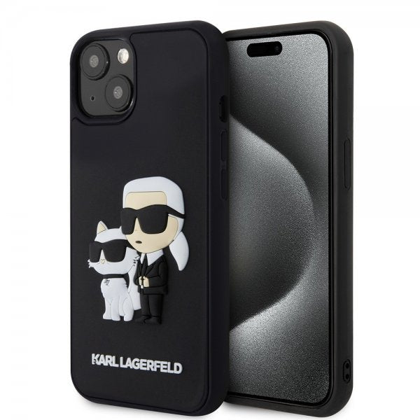 Karl Lagerfeld iPhone 15 Deksel 3D Rubber Karl & Choupette Svart