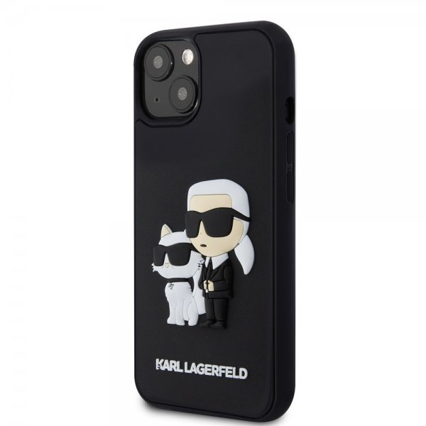 Karl Lagerfeld iPhone 15 Deksel 3D Rubber Karl & Choupette Svart