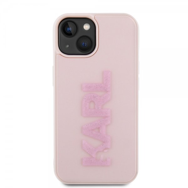 Karl Lagerfeld iPhone 15 Deksel 3D Rubber Karl Rosa