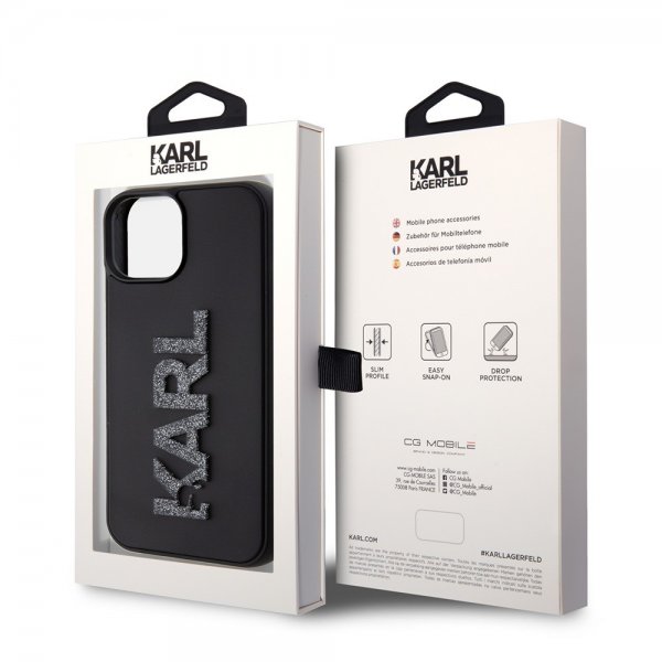 Karl Lagerfeld iPhone 15 Deksel 3D Rubber Karl Svart
