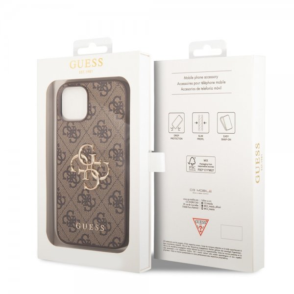Guess iPhone 15 Deksel 4G Logo Brun