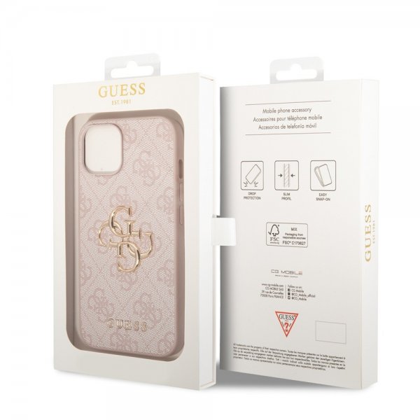 Guess iPhone 15 Deksel 4G Logo Rosa