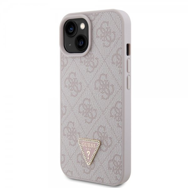 Guess iPhone 15 Deksel 4G Metal Triangle Strass Rosa