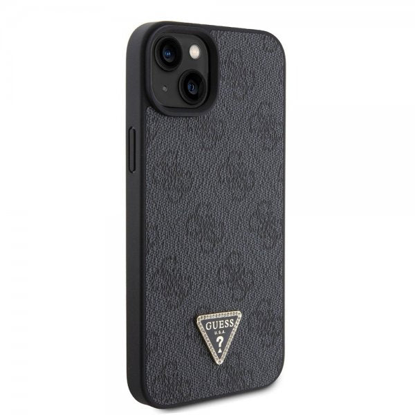 Guess iPhone 15 Deksel 4G Metal Triangle Strass Svart