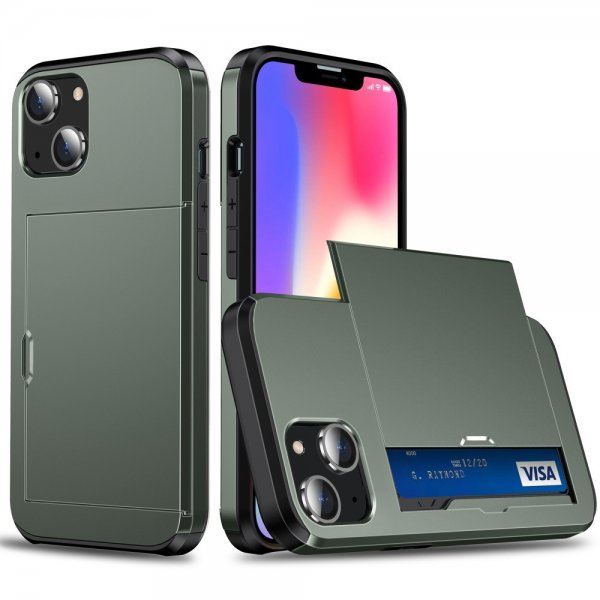 iPhone 15 Deksel Card Slide Grønn