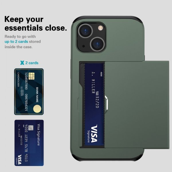 iPhone 15 Deksel Card Slide Grønn