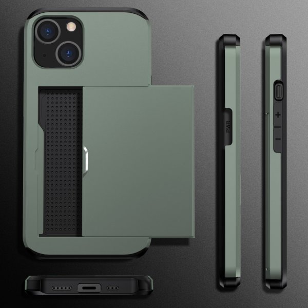 iPhone 15 Deksel Card Slide Grønn