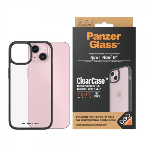 PanzerGlass iPhone 15 Deksel ClearCase D3O Svart