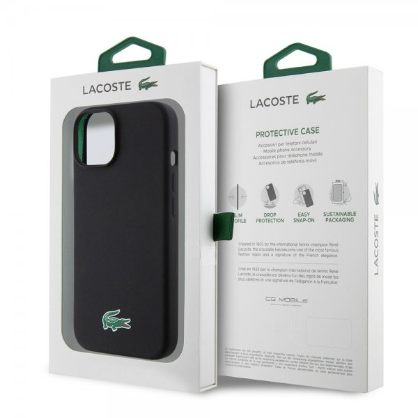 Lacoste iPhone 15 Deksel Croc Logo MagSafe Svart