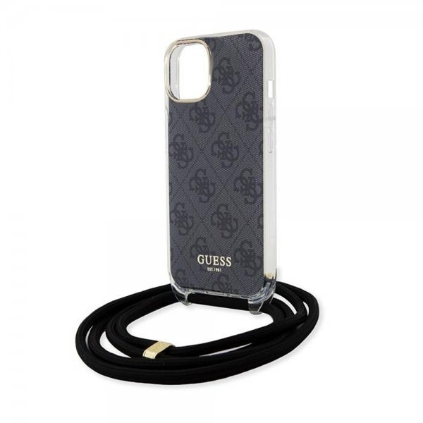 Guess iPhone 15 Deksel Crossbody Cord Svart