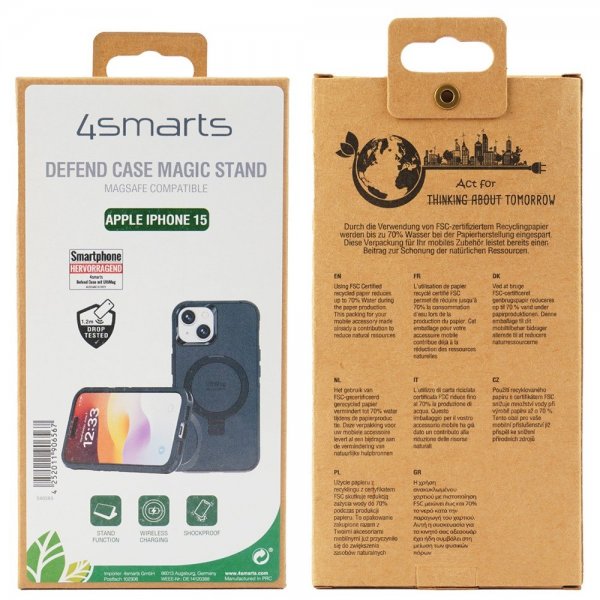 4smarts iPhone 15 Deksel Defend Case Magic Stand MagSafe
