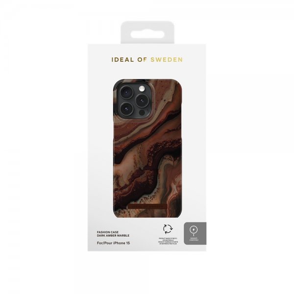 Ideal of Sweden iPhone 15 Deksel Fashion Case MagSafe Dark Amber Marble