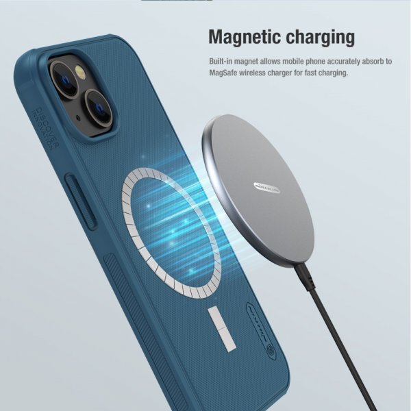 Nillkin iPhone 15 Deksel Frosted Shield Pro MagSafe Blå