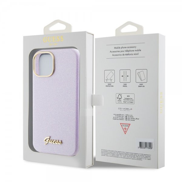 Guess iPhone 15 Deksel Full Glitter Wrapped Lilac