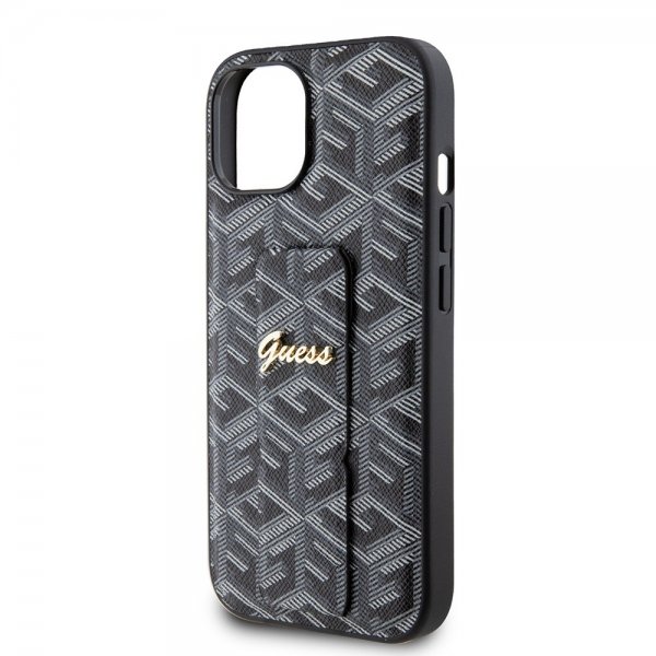 Guess iPhone 15 Deksel G Cube Grip Stand Svart