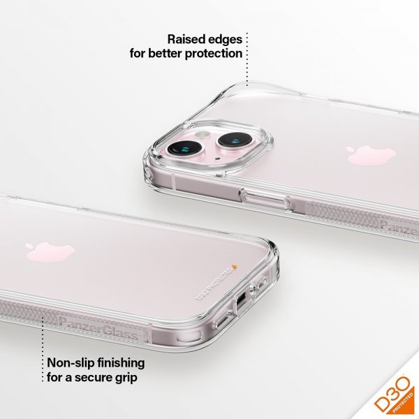 PanzerGlass iPhone 13/14/15 Deksel HardCase D3O Transparent