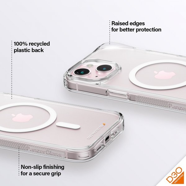 PanzerGlass iPhone 15 Deksel HardCase MagSafe D3O Transparent