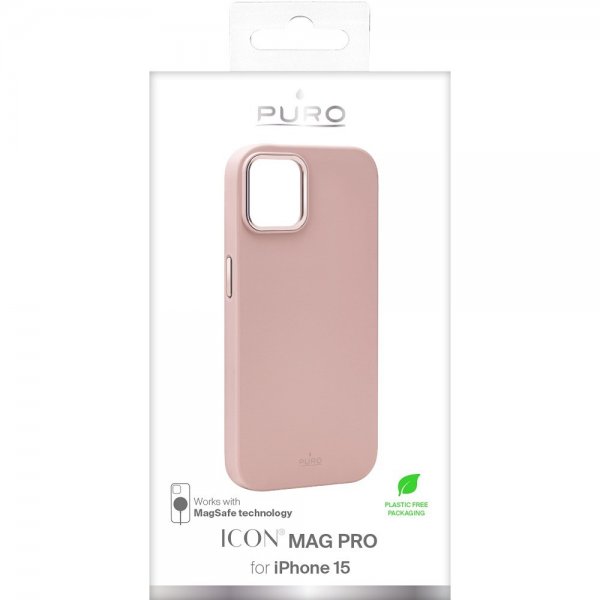 Puro iPhone 15 Deksel ICON Mag Pro Rosa