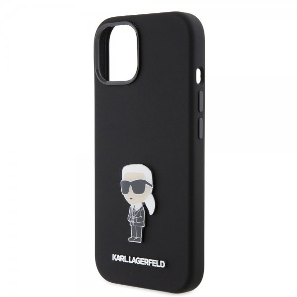 Karl Lagerfeld iPhone 15 Deksel Ikonik Metal Pin Svart