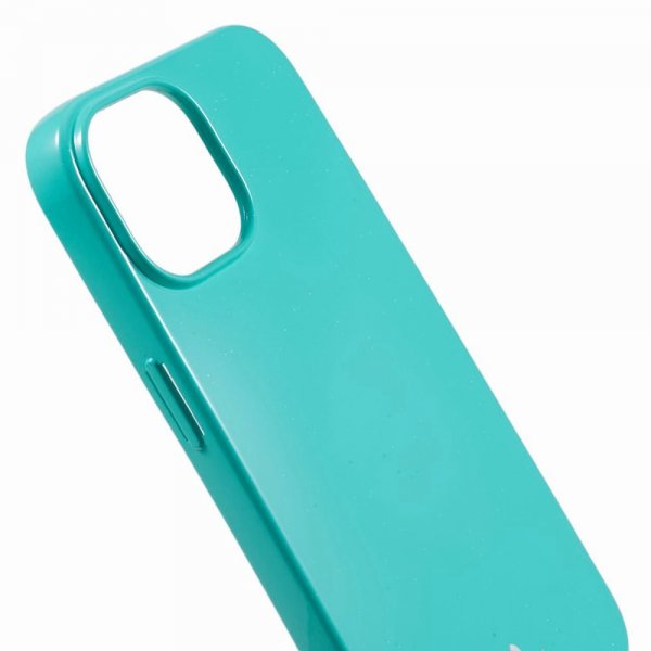 Mercury iPhone 15 Deksel Jelly Glitter Cyan