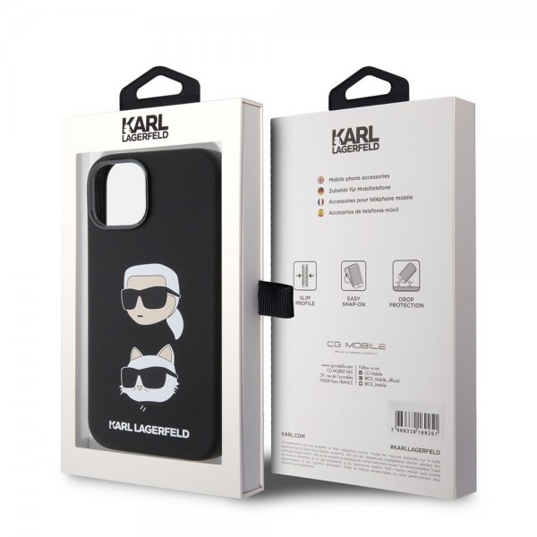 Karl Lagerfeld iPhone 15 Deksel Karl & Choupette Svart